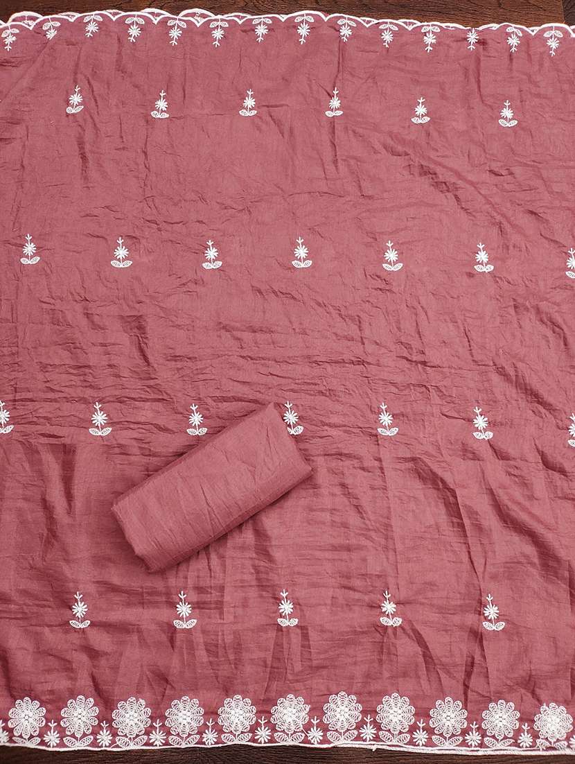 women solid with work embroidered unstitched suit set - 22031647 -  Standard Image - 3