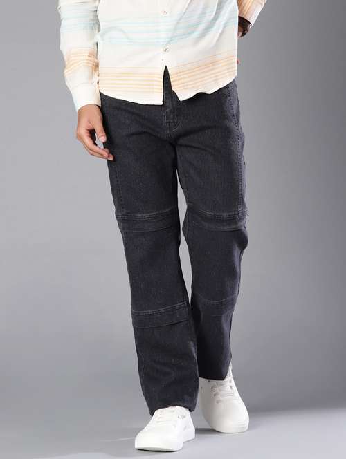 men plain mid rise full length straight fit jeans - 22031660 -  Standard Image - 0