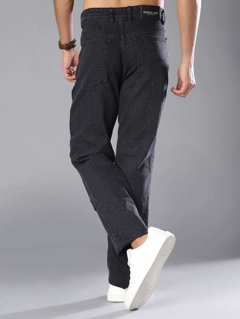 men plain mid rise full length straight fit jeans - 22031660 - Standard Image - 3