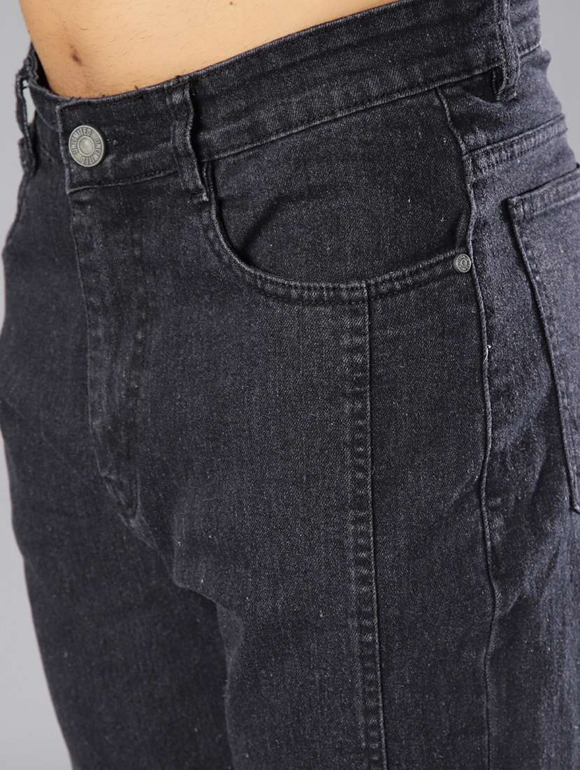 men plain mid rise full length straight fit jeans - 22031660 - Standard Image - 5
