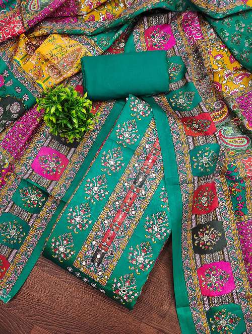 women printed sequined unstitched suit set - 22031670 -  Standard Image - 0