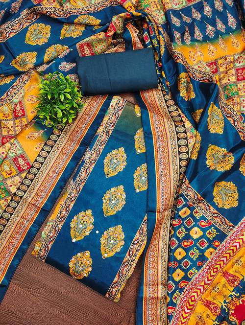 women printed sequined unstitched suit set - 22031676 -  Standard Image - 0