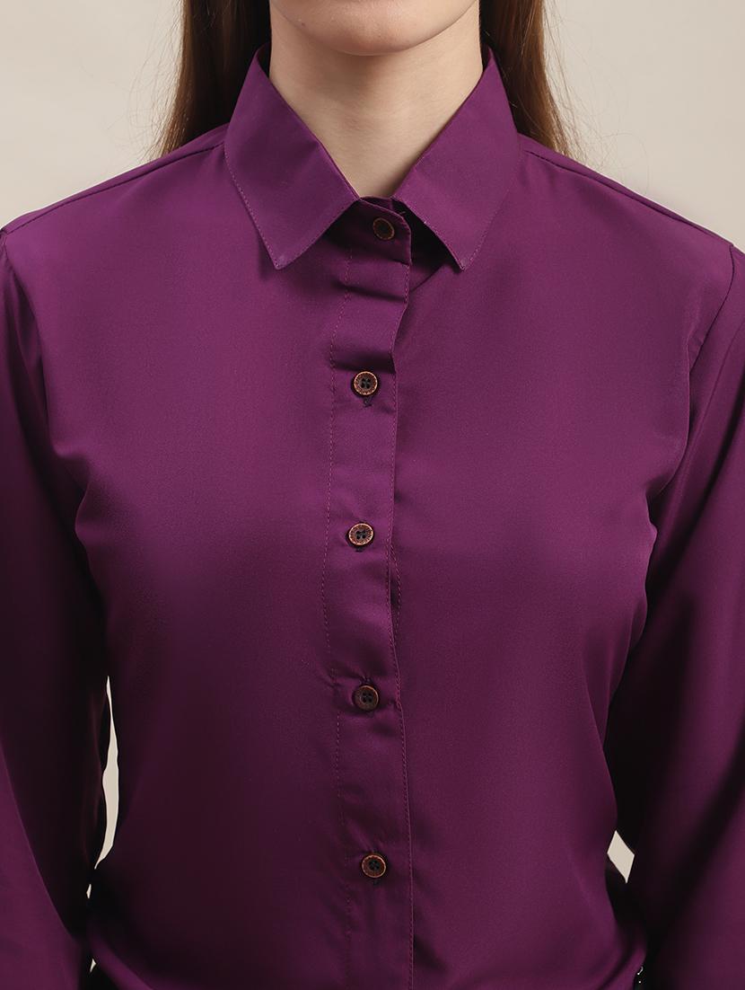 women solid collared long sleeve regular shirt - 22031686 - Standard Image - 5
