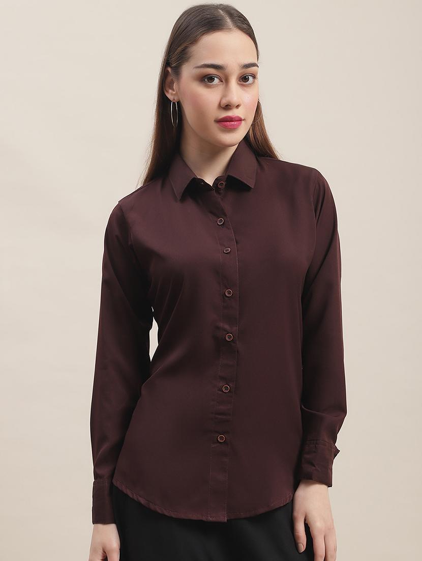 women solid collared long sleeve regular shirt - 22031687 - Zoom Image - 0