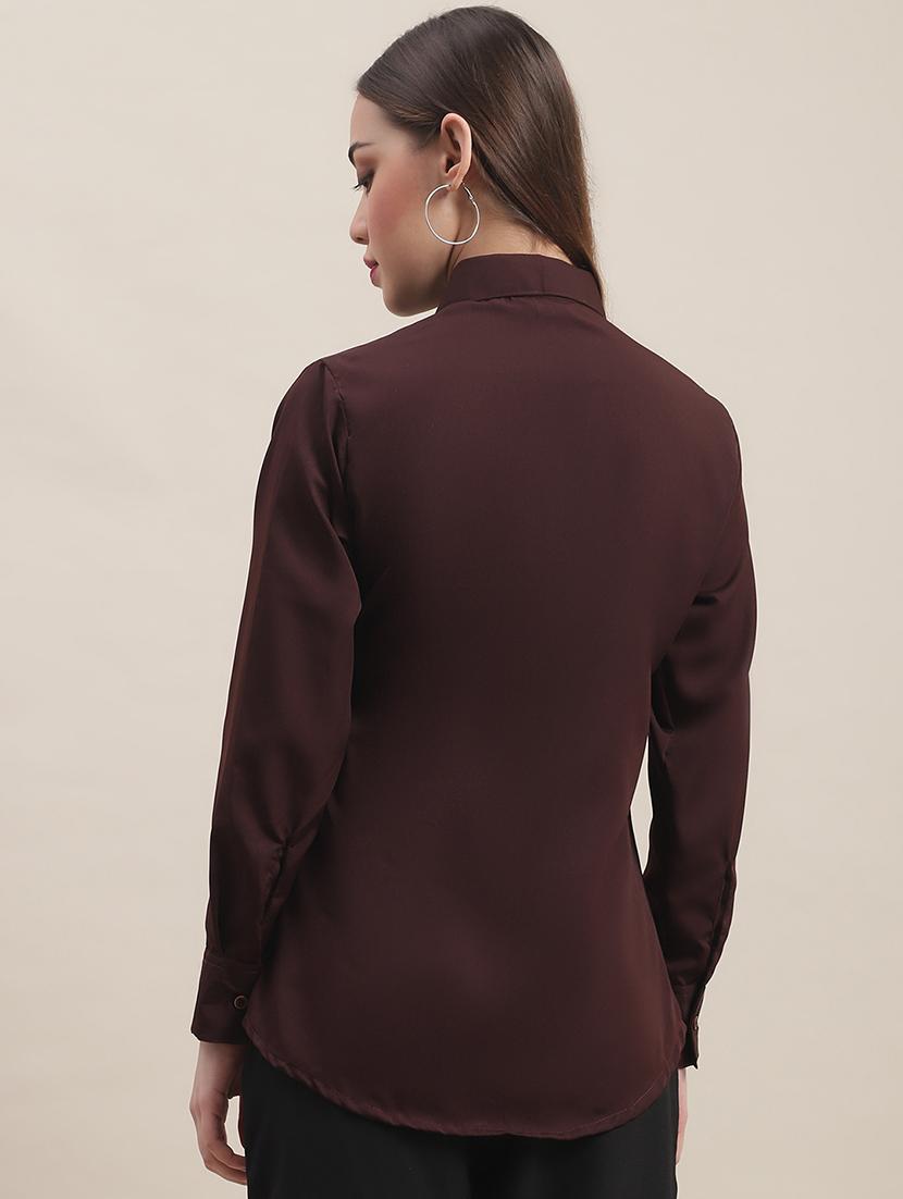 women solid collared long sleeve regular shirt - 22031687 - Standard Image - 3
