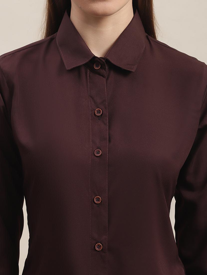 women solid collared long sleeve regular shirt - 22031687 - Standard Image - 5
