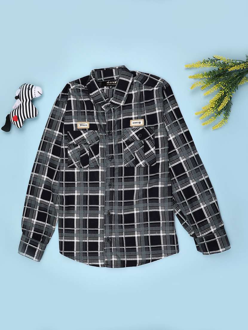 boys checkered long sleeve casual shirt