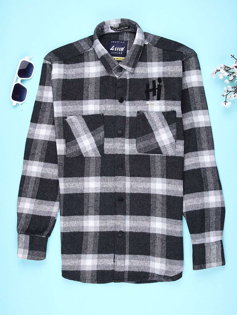 boys checkered long sleeve casual shirt