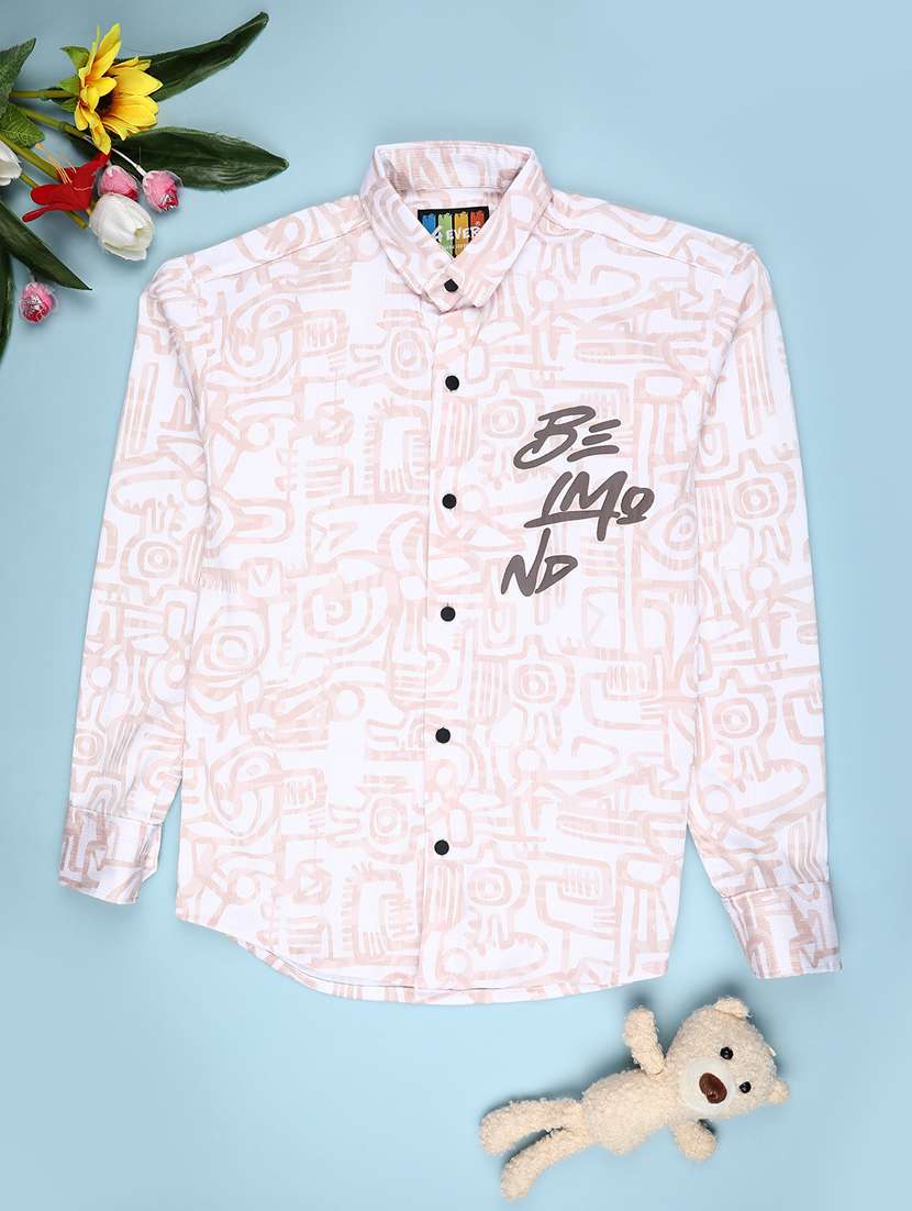 boys printed long sleeve casual shirt