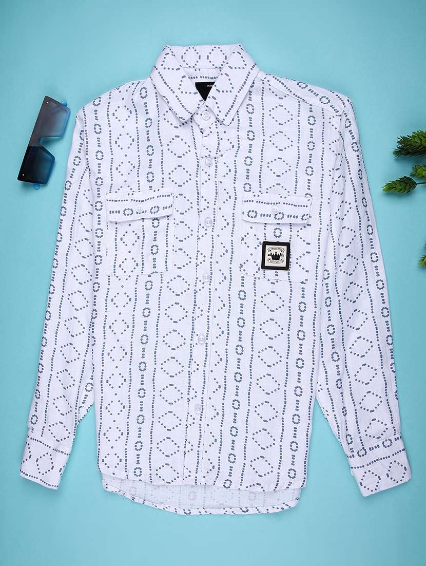 boys printed long sleeve casual shirt