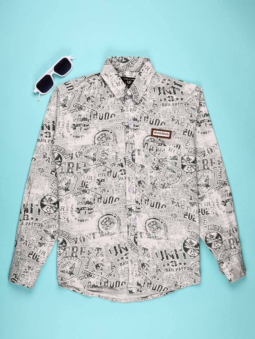 boys printed long sleeve casual shirt