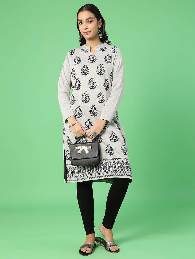 women self designed long sleeve woolen kurta - 22031886 -  Standard Image - 3
