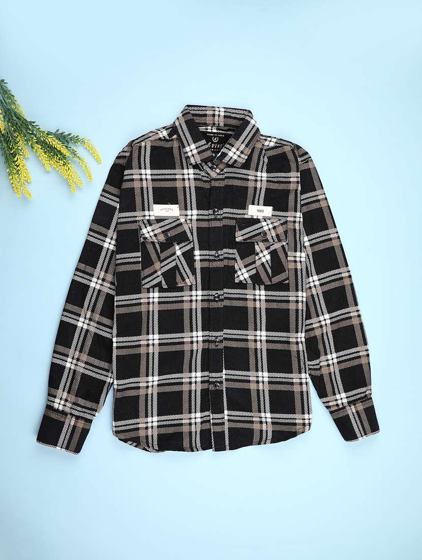 boys checkered long sleeve casual shirt