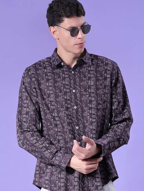 men printed long sleeve regular fit casual shirt - 22031934 -  Standard Image - 0