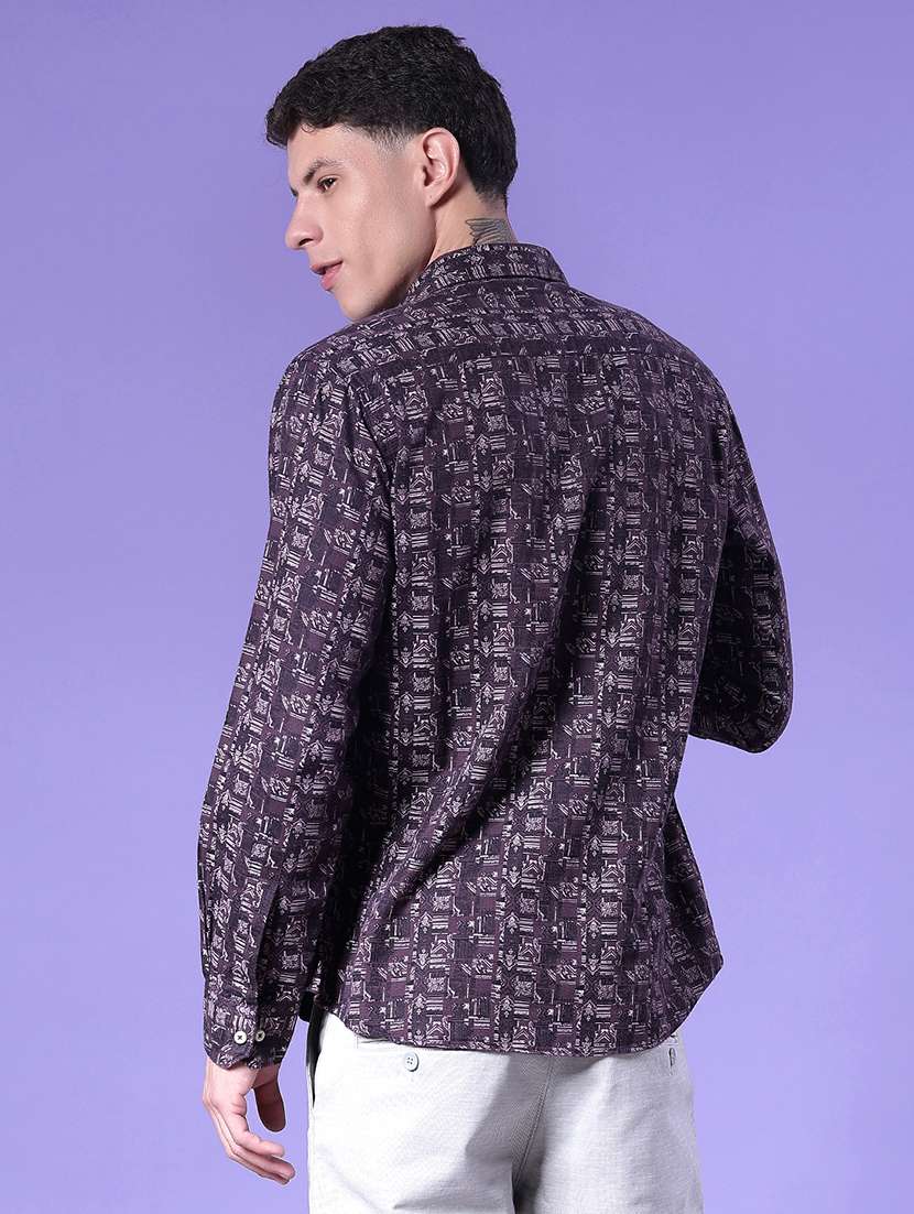 men printed long sleeve regular fit casual shirt - 22031934 -  Standard Image - 3