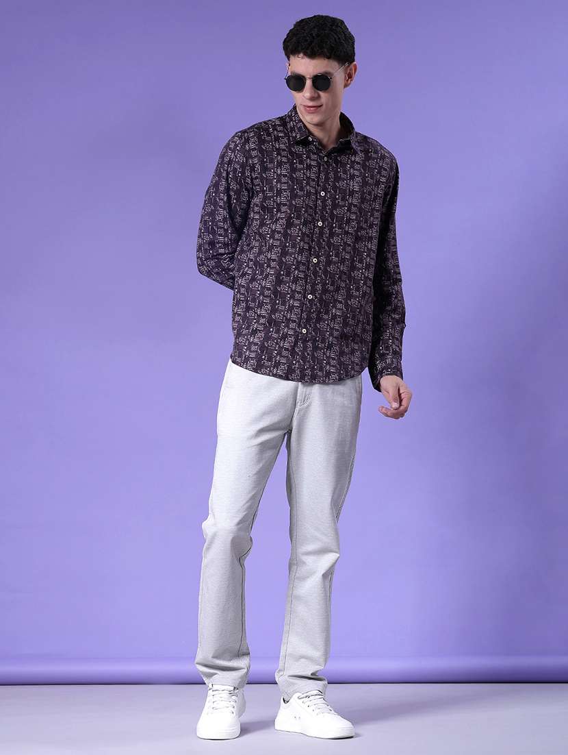 men printed long sleeve regular fit casual shirt - 22031934 -  Standard Image - 5