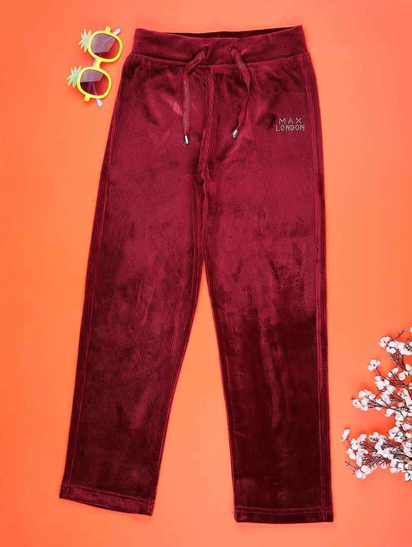 girls solid mid rise lounge wear pyjama