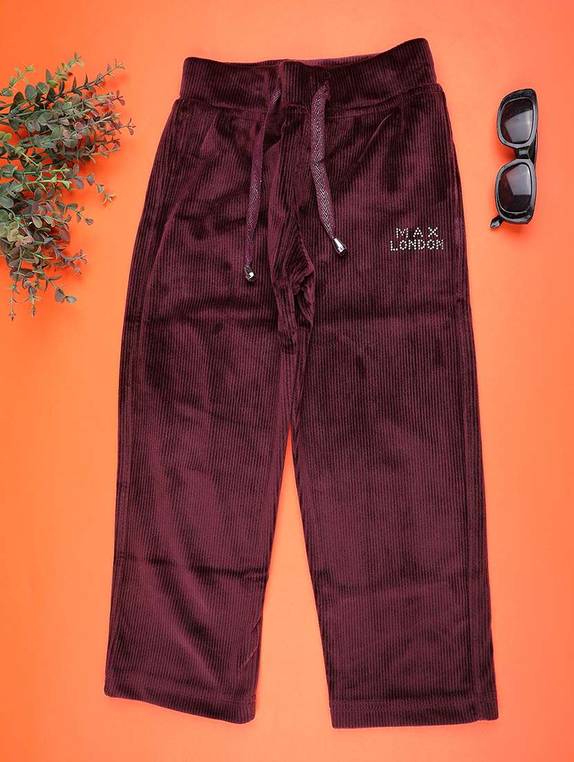 girls solid mid rise lounge wear pyjama