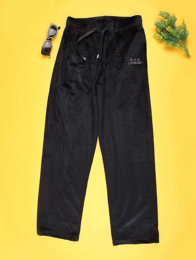 girls solid mid rise lounge wear pyjama