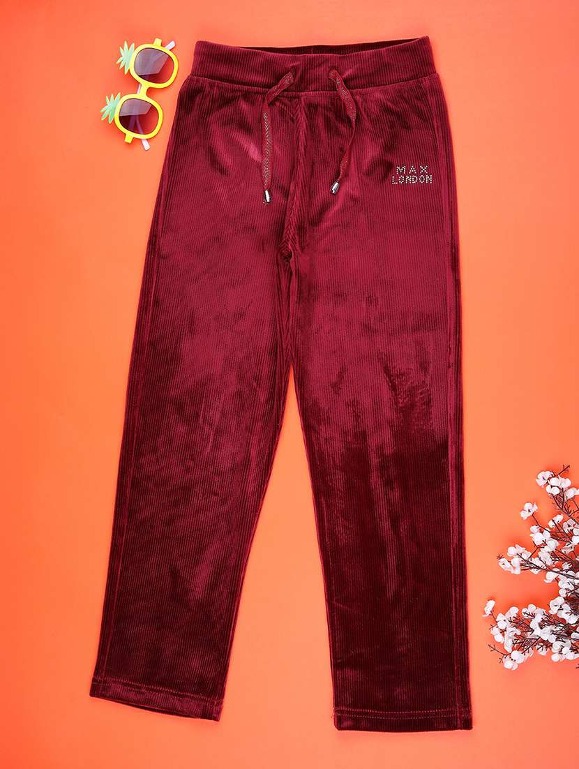 girls solid mid rise lounge wear pyjama