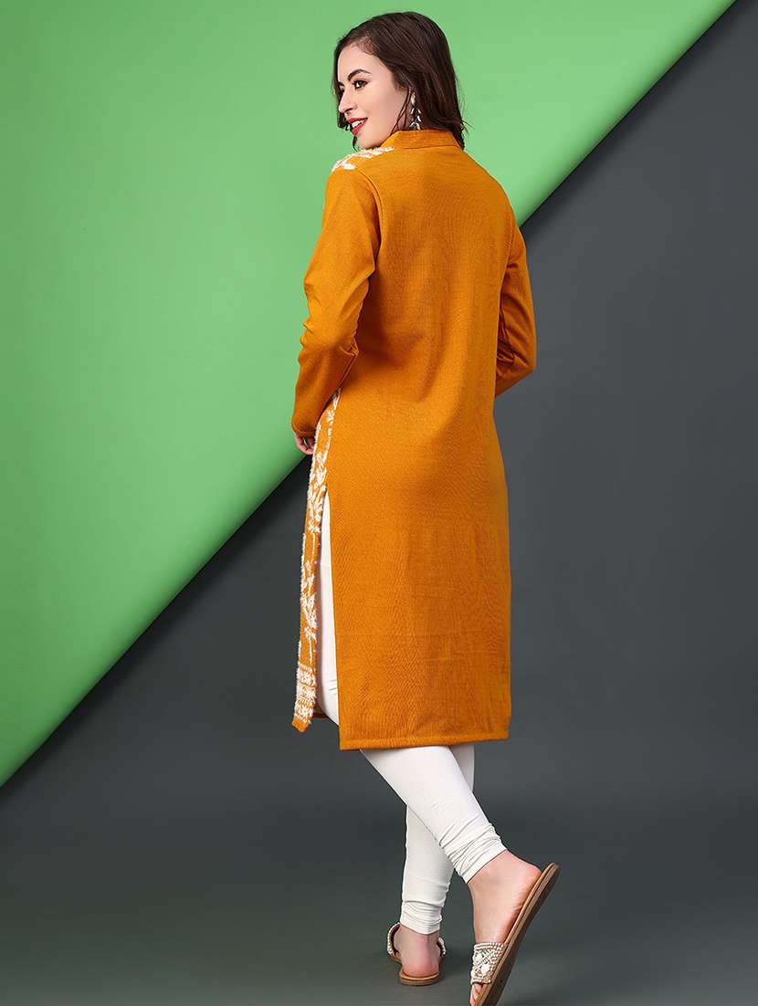 women self designed long sleeve woolen kurta - 22031959 -  Standard Image - 3