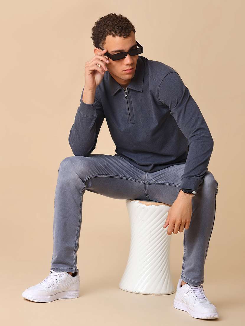 men self design long sleeve regular fit polo t-shirt - 22031979 - Standard Image - 3