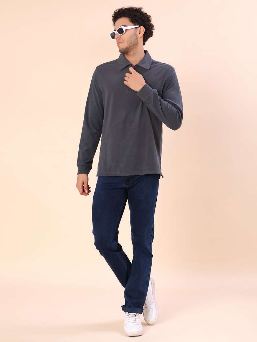 men self design long sleeve regular fit polo t-shirt - 22031983 -  Standard Image - 3