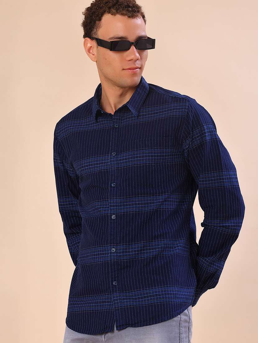 men printed long sleeve regular fit casual shirt