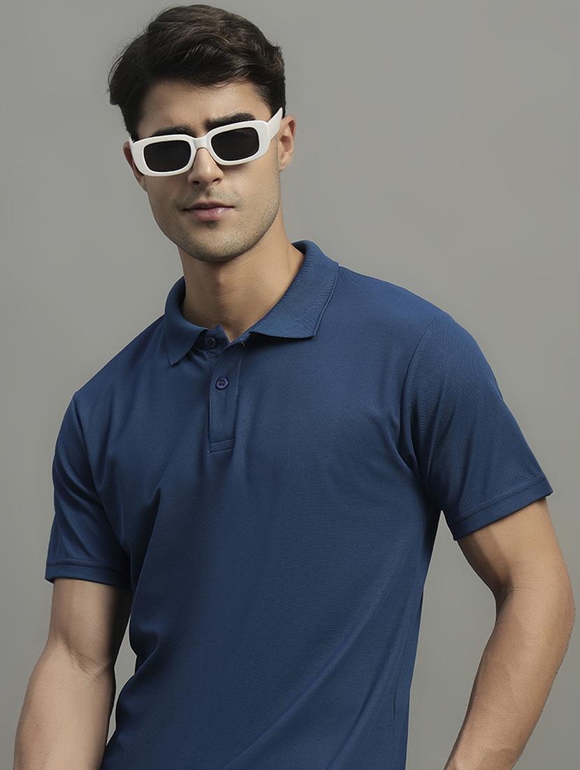 navy blue polyester plain tshirt