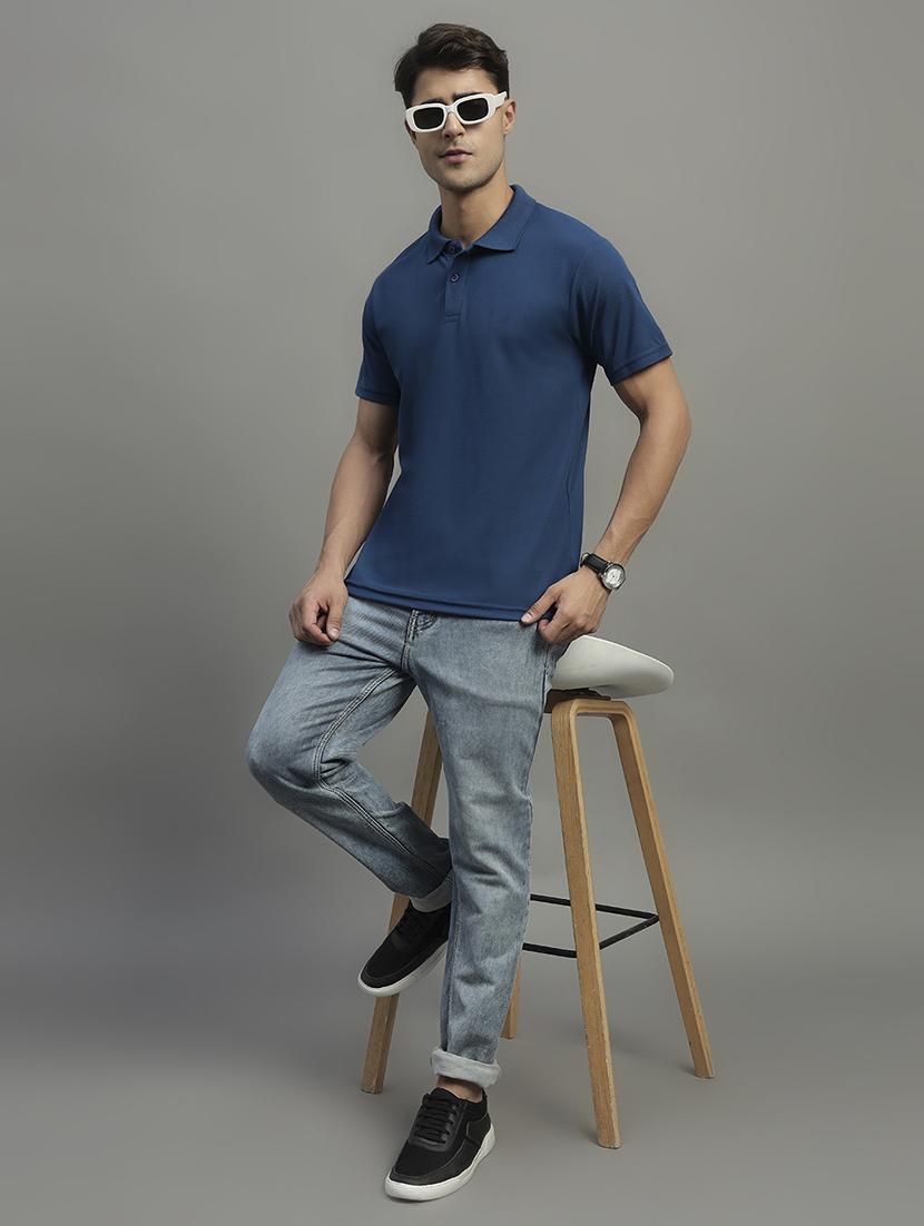 navy blue polyester plain tshirt - 22032174 - Standard Image - 3