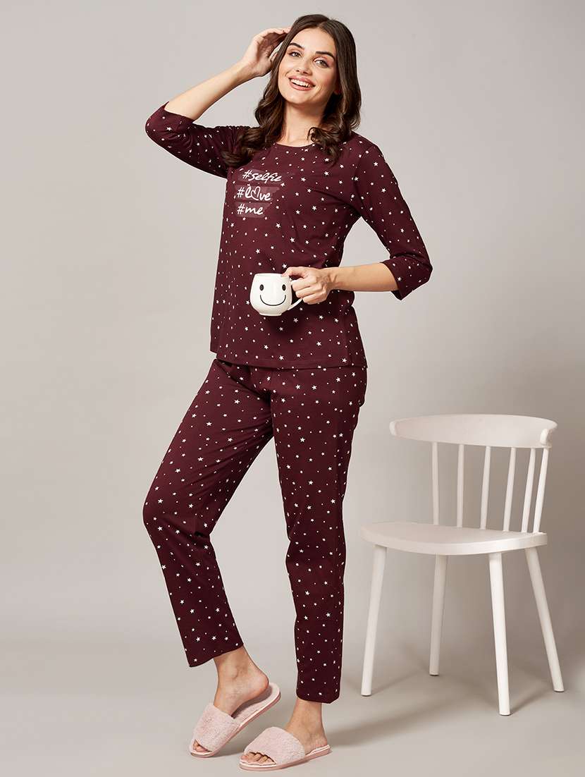 women printed nightwear pyjama set