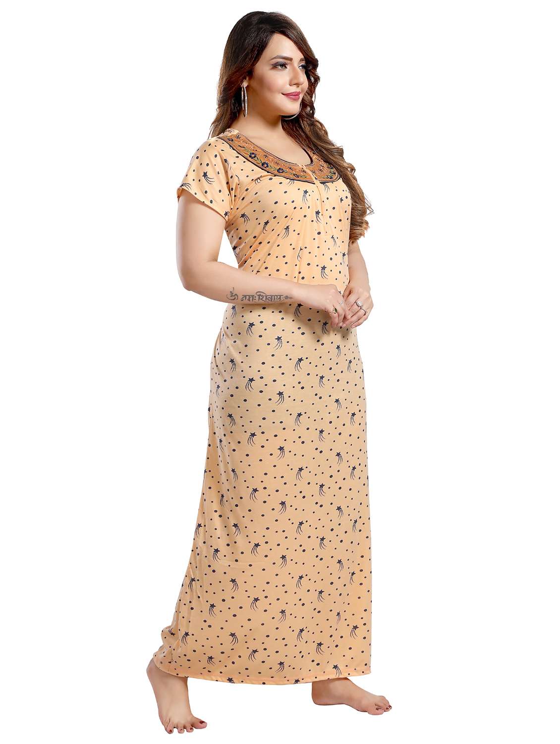 women printed short sleeve nighty - 22032239 -  Standard Image - 3