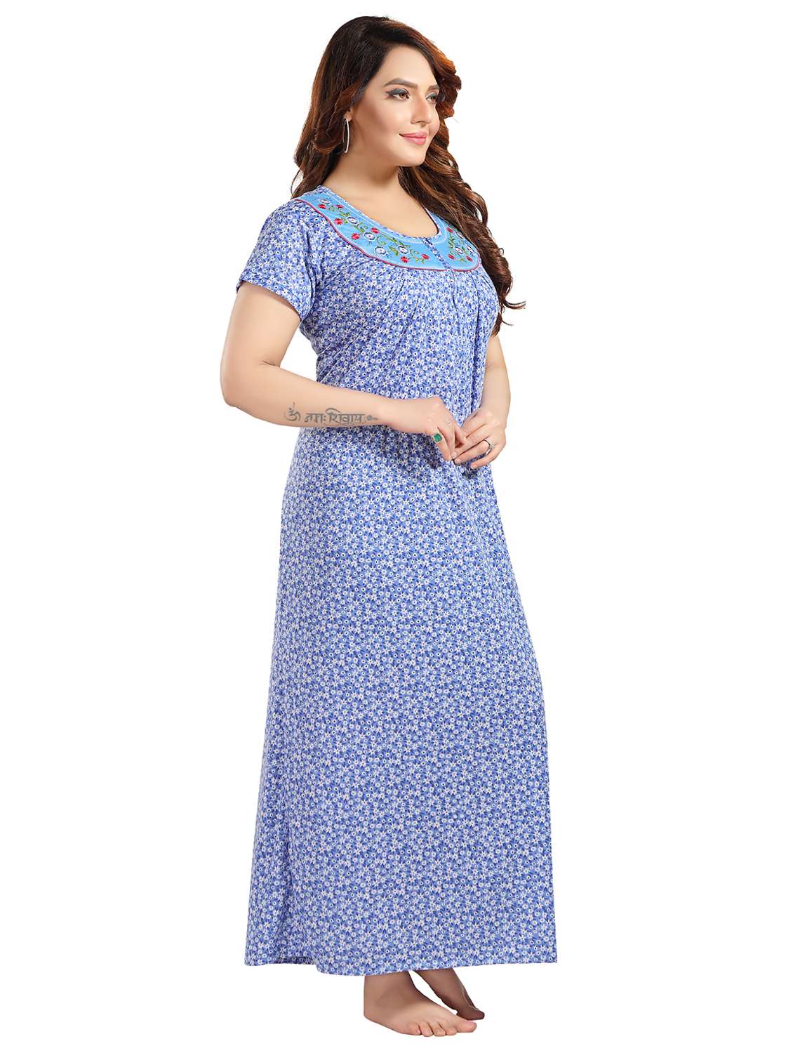 women printed short sleeve nighty - 22032242 -  Standard Image - 3