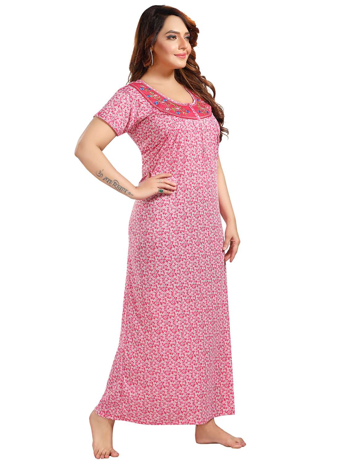 women printed short sleeve nighty - 22032243 -  Standard Image - 3