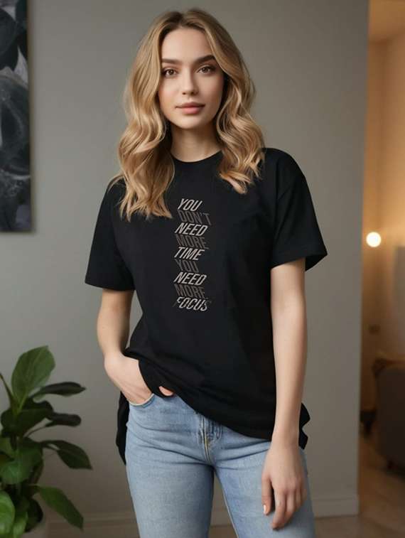 women black printed short sleeve oversized t-shirt