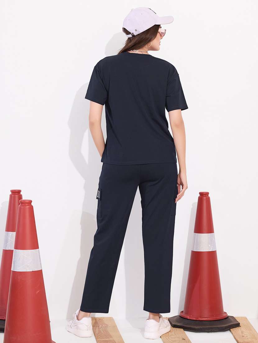 women printed relaxed fit t-shirt and trouser co-ord set - 22033329 -  Standard Image - 3