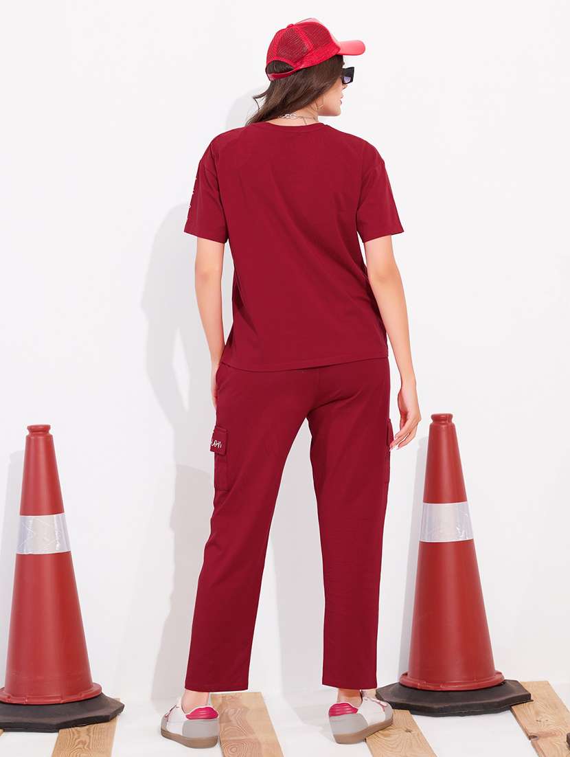 women printed relaxed fit t-shirt and trouser co-ord set - 22033331 -  Standard Image - 3