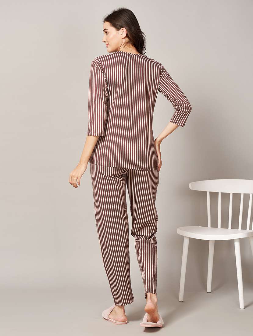 women striped nightwear pyjama set - 22033374 -  Standard Image - 3
