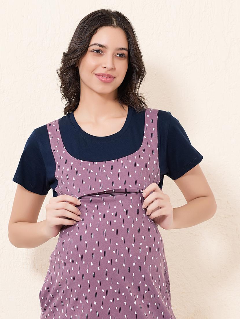 womenprinyed short sleeve maternity wear sleepshirt - 22033383 - Standard Image - 5