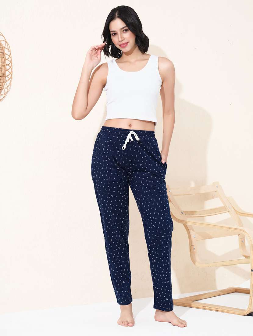 women printed mid rise loungewear pajama