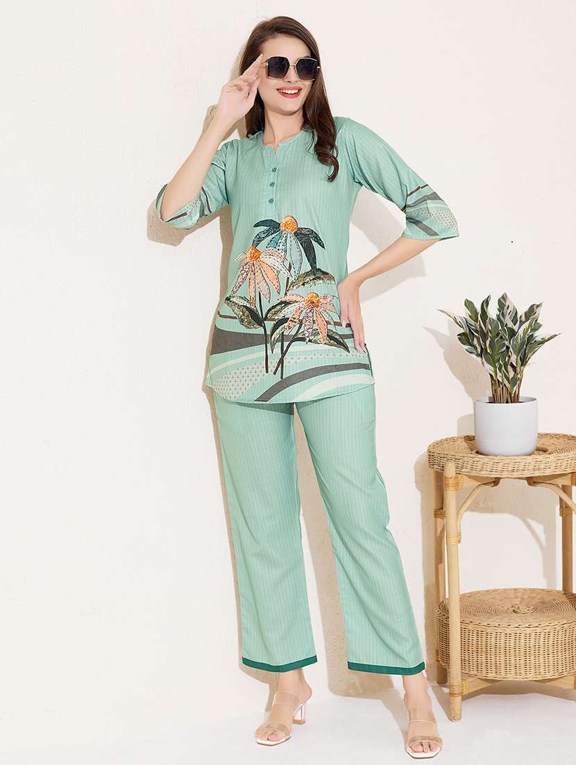 women printed top and trouser co-ord set - 22033400 -  Zoom Image - 0