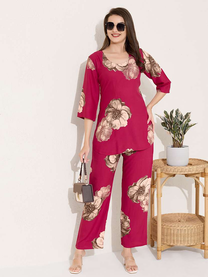 women printed top and trouser co-ord set