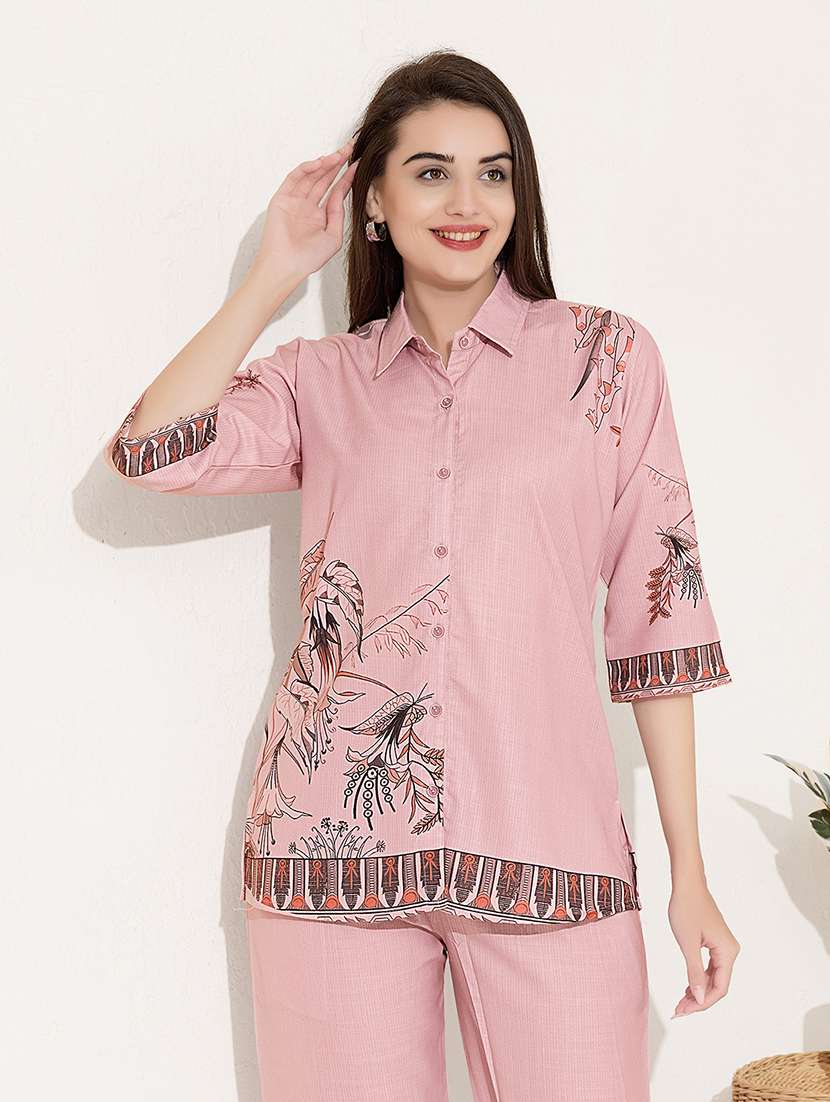 women printed shirt and trouser co-ord set - 22033406 - Standard Image - 3