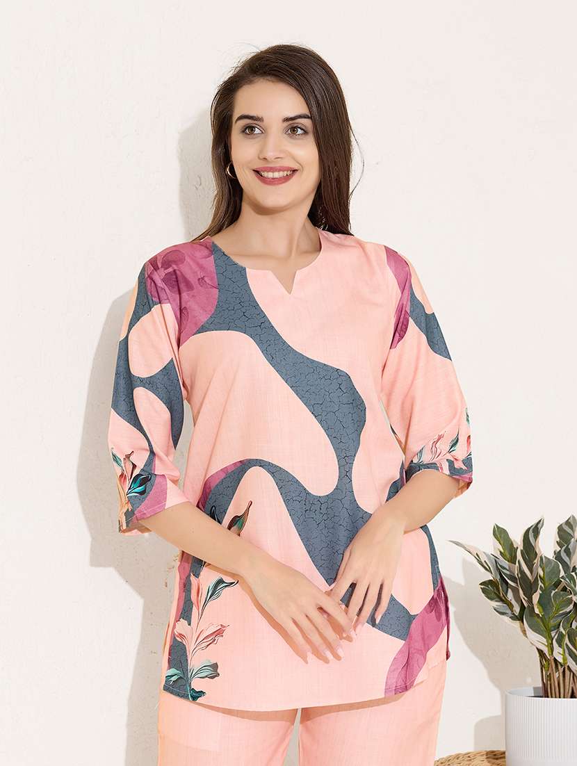 women printed top and trouser co-ord set - 22033407 - Standard Image - 3