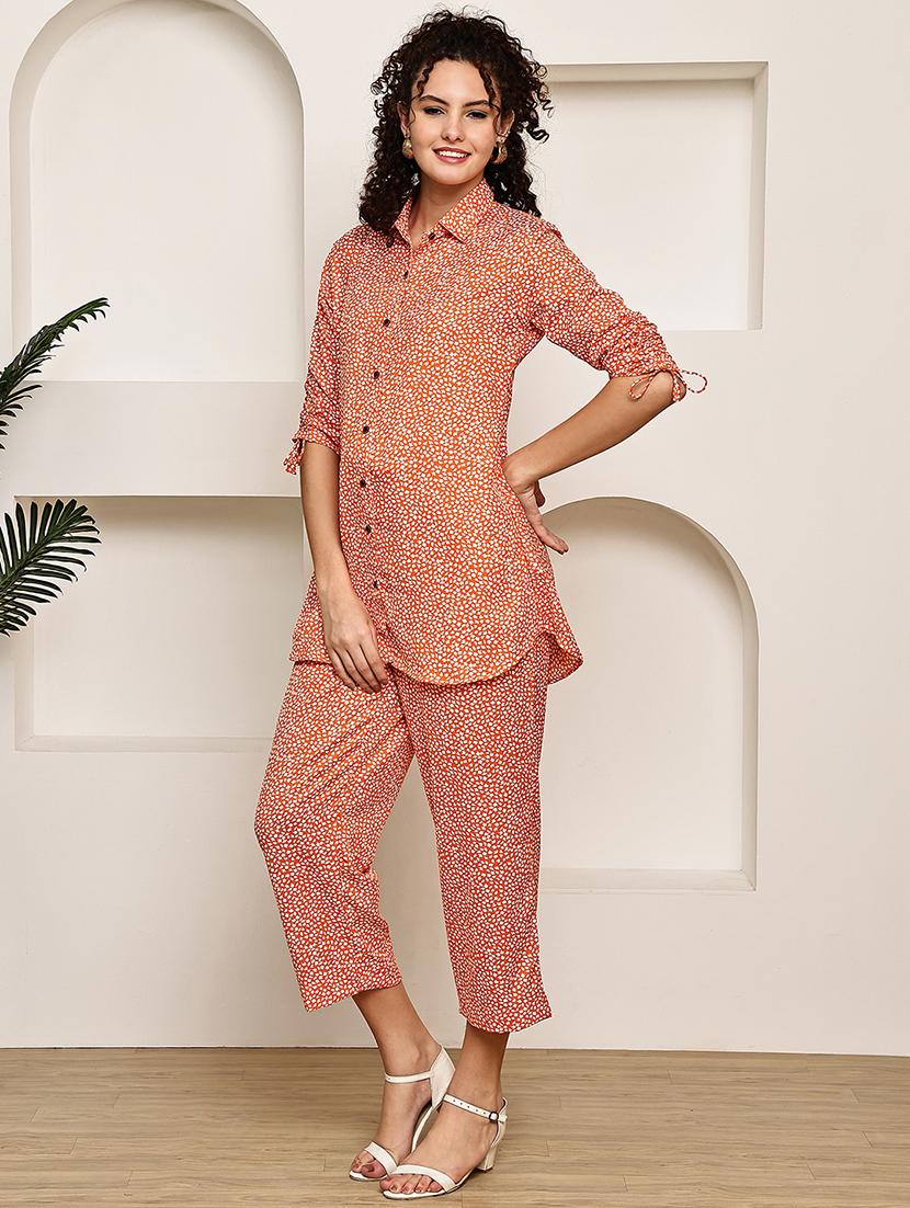 women printed shirt and trouser co-ord set - 22033422 - Standard Image - 3