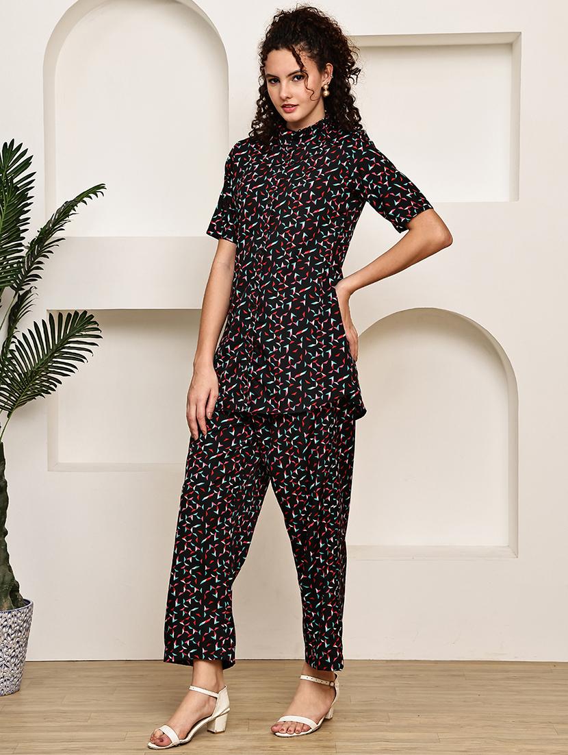 women printed top and trouser co-ord set - 22033424 - Standard Image - 3