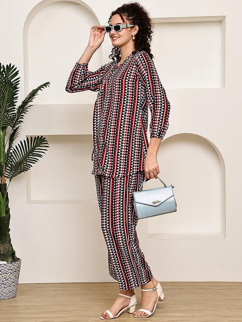 women printed top and trouser co-ord set - 22033425 - Standard Image - 0