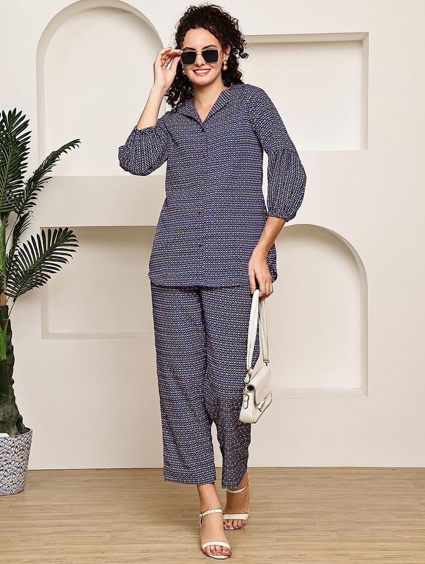 women printed shirt and trouser co-ord set - 22033427 -  Zoom Image - 0