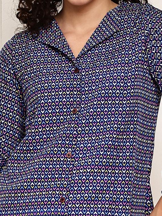 women printed shirt and trouser co-ord set - 22033427 - Standard Image - 5