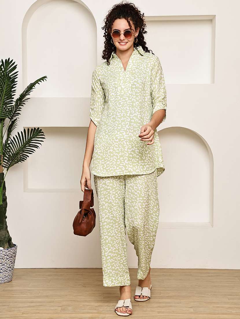 women printed shirt and trouser co-ord set